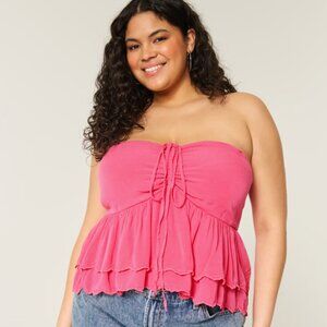 Hollister Pink Tiered Halter Babydoll Top